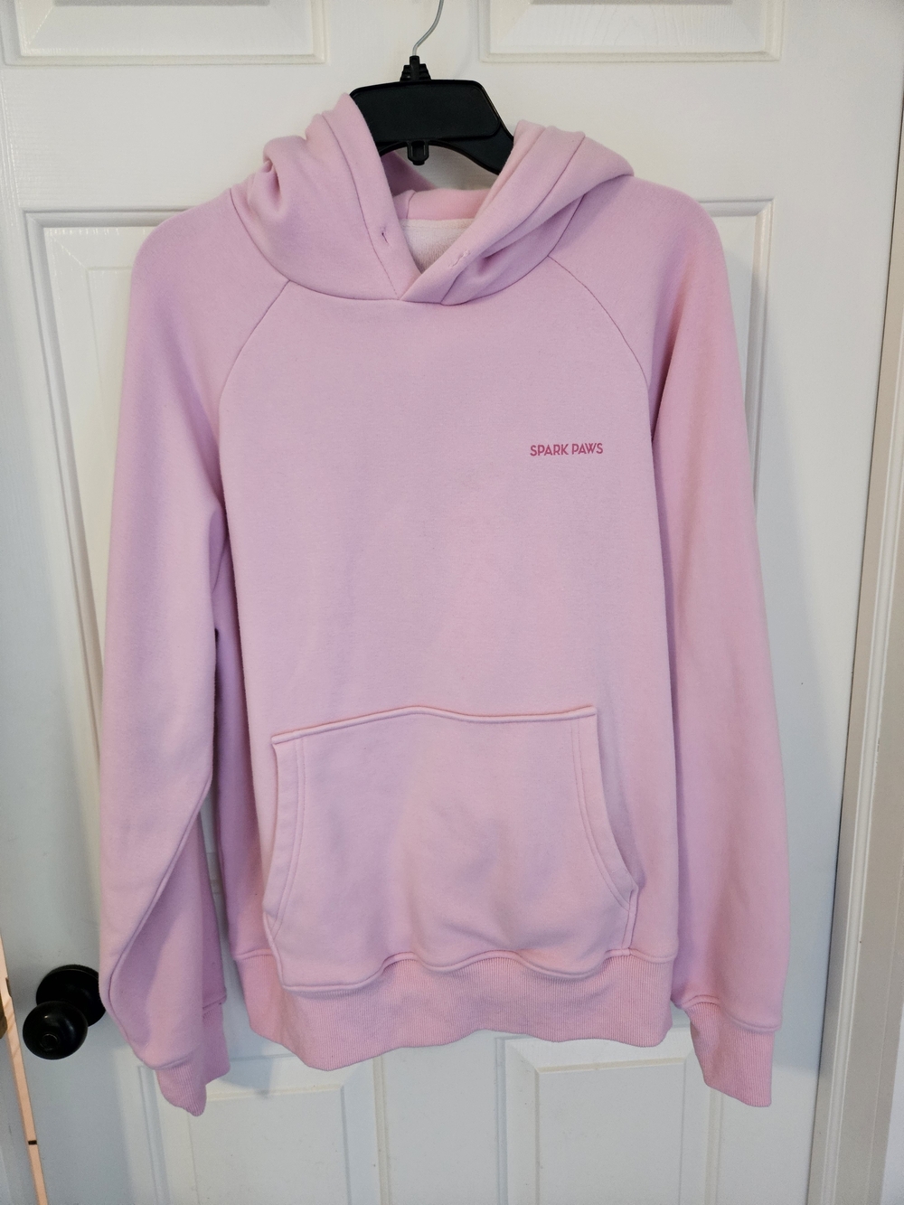 Spark Paws Women's Light Pink Pullover Hoodie Kangaroo Pocket Size L
